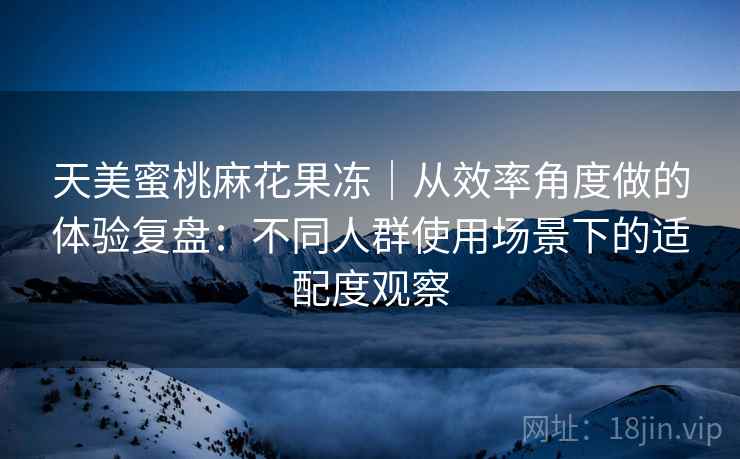天美蜜桃麻花果冻|从效率角度做的体验复盘:不同人群使用场景下的适配度观察 第1张 天美蜜桃麻花果冻|从效率角度做的体验复盘:不同人群使用场景下的适配度观察 第1张