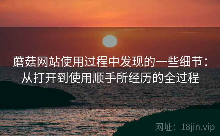 蘑菇网站使用过程中发现的一些细节:从打开到使用顺手所经历的全过程 第1张 蘑菇网站使用过程中发现的一些细节:从打开到使用顺手所经历的全过程 第1张