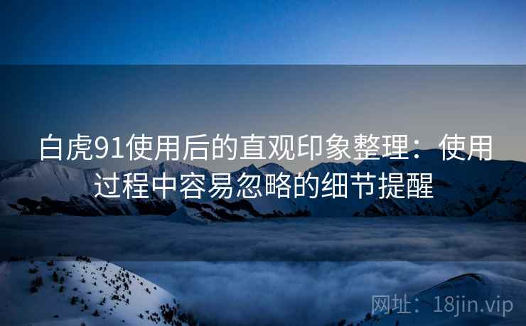白虎91使用后的直观印象整理:使用过程中容易忽略的细节提醒 第1张 白虎91使用后的直观印象整理:使用过程中容易忽略的细节提醒 第1张