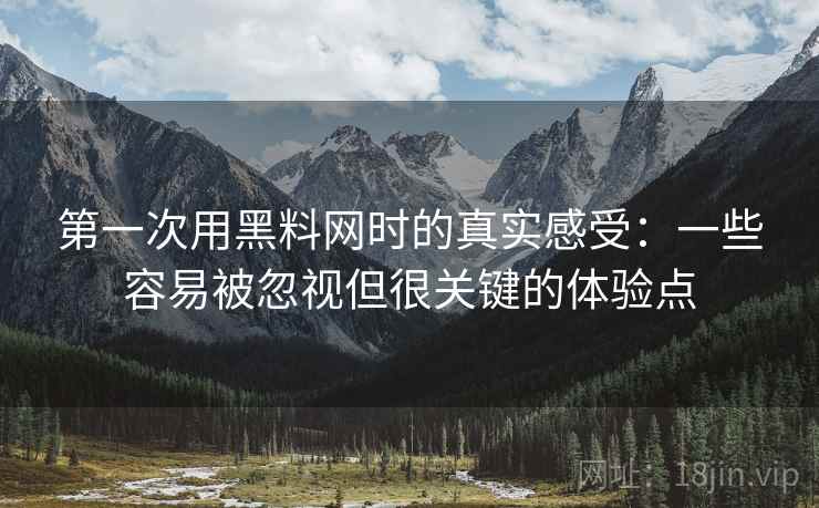 第一次用黑料网时的真实感受：一些容易被忽视但很关键的体验点  第2张